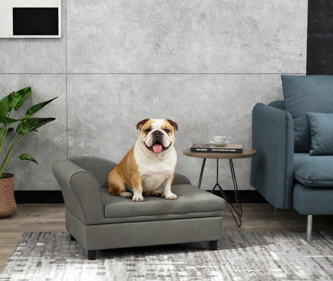 Small Dog Sofa with Storage, Gray