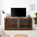 Large Rustic Dog Crate Furniture for Two with Tray