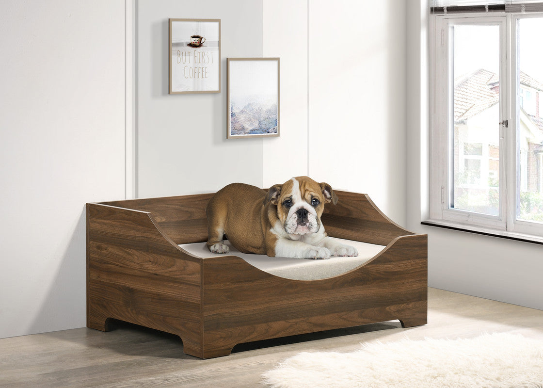 36"W Brown Alder Wood Finish Modern Comfy Pet Bed