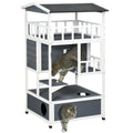 Wooden Outdoor Cat House with Asphalt Roof and Escape Doors