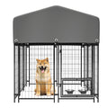 Outdoor Dog Kennel with Roof, Heavy Duty Wire Enclosure