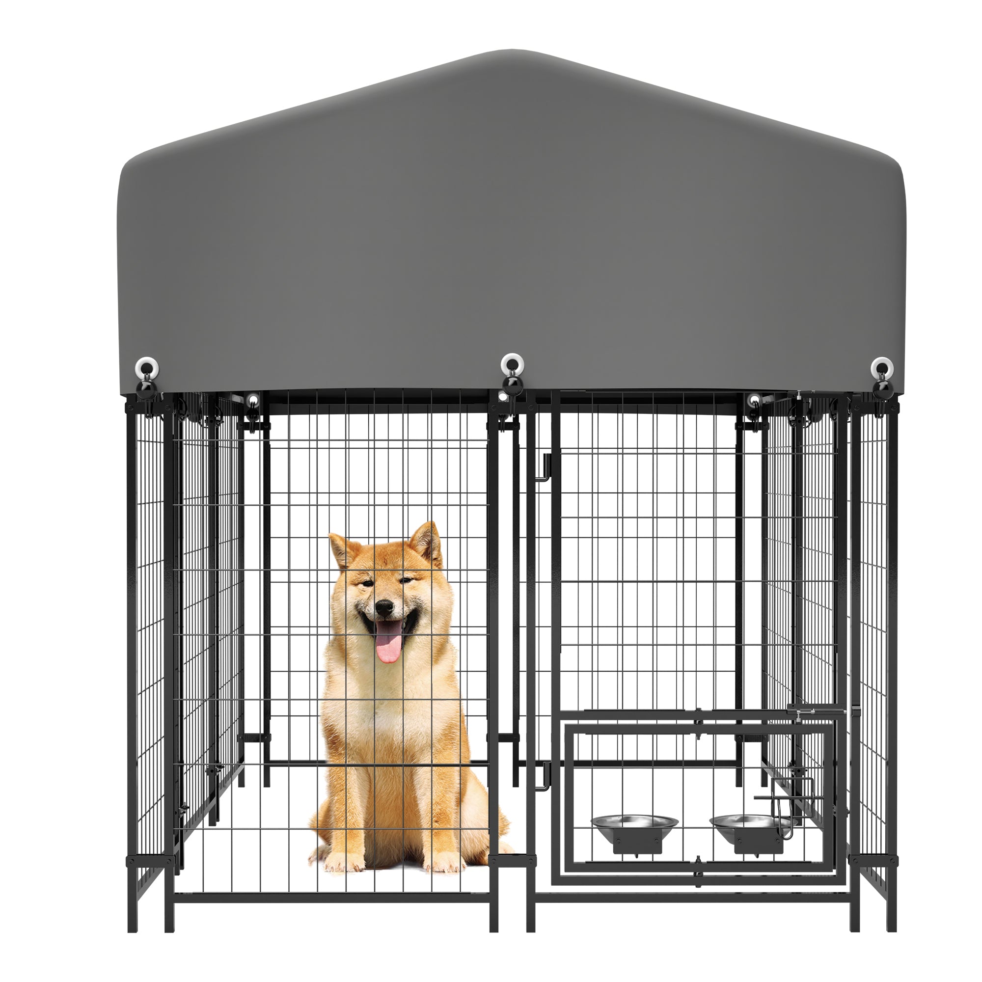 Outdoor Dog Kennel with Roof, Heavy Duty Wire Enclosure