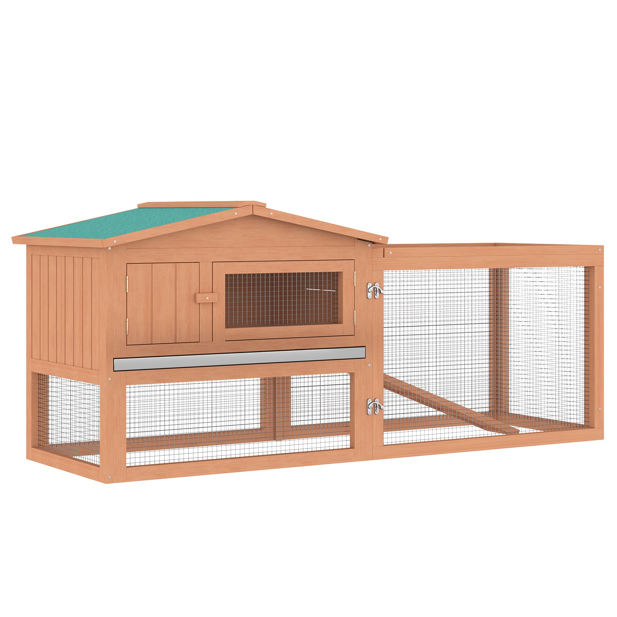 2-Story Rabbit Hutch with Slide Out Tray and Detachable Run
