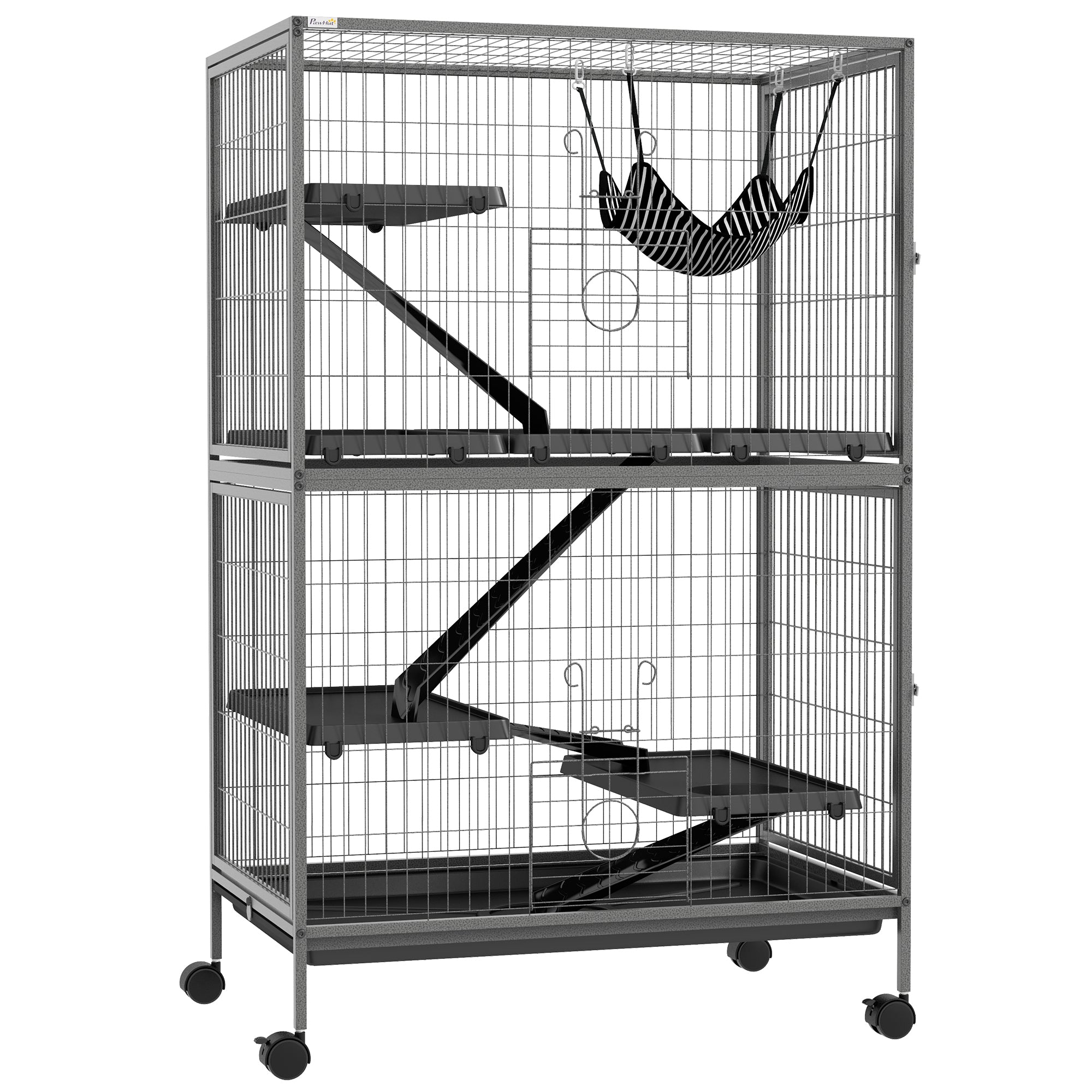 50" 5-Tier Small Animal Cage with Hammock and 4 Doors