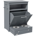 Pet Feeder Station with Storage Cabinet and Raised Bowls