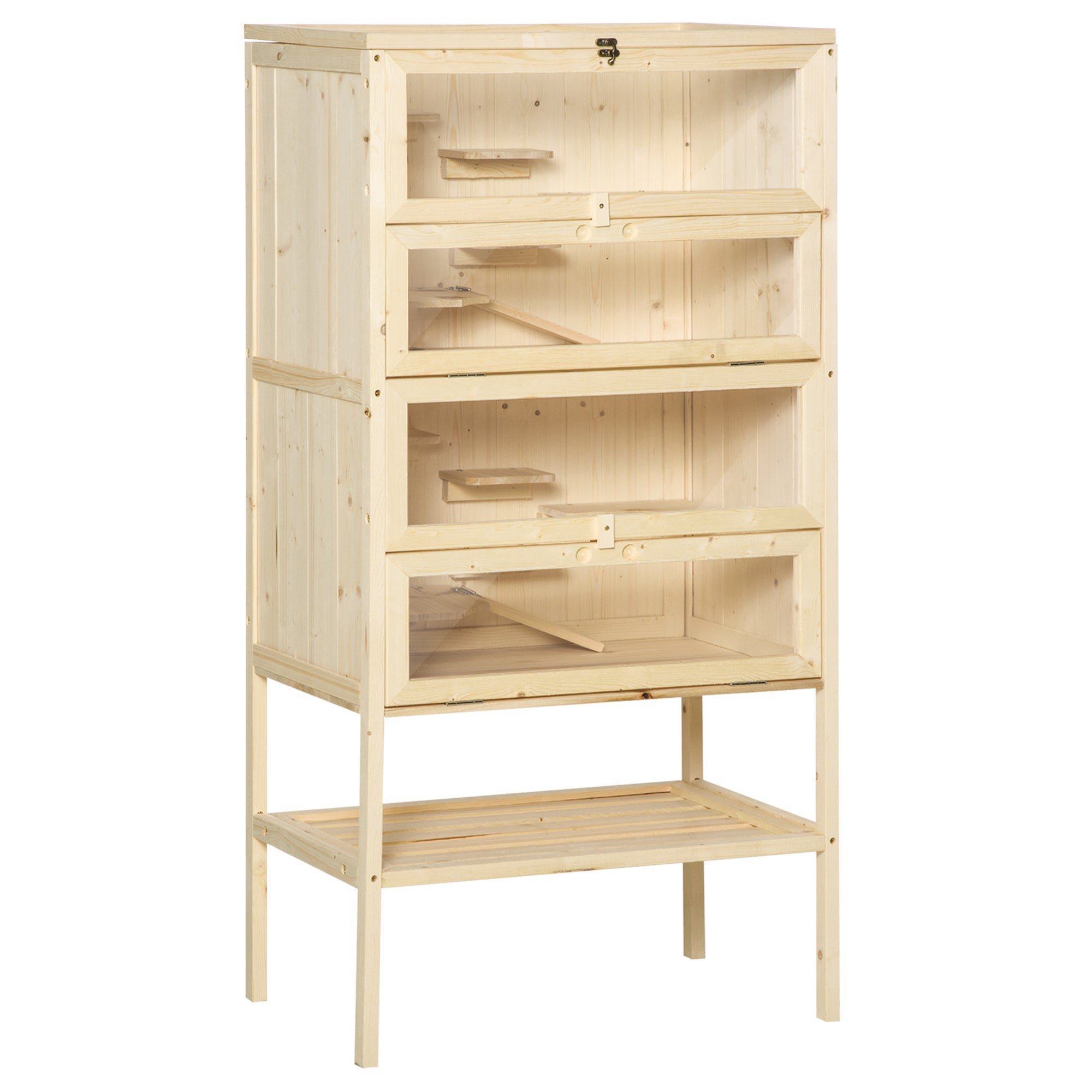 5-Tier Wooden Hamster Cage with Openable Top and Storage