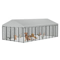 Large Outdoor Dog Kennel Run Enclosure with Roof Cover