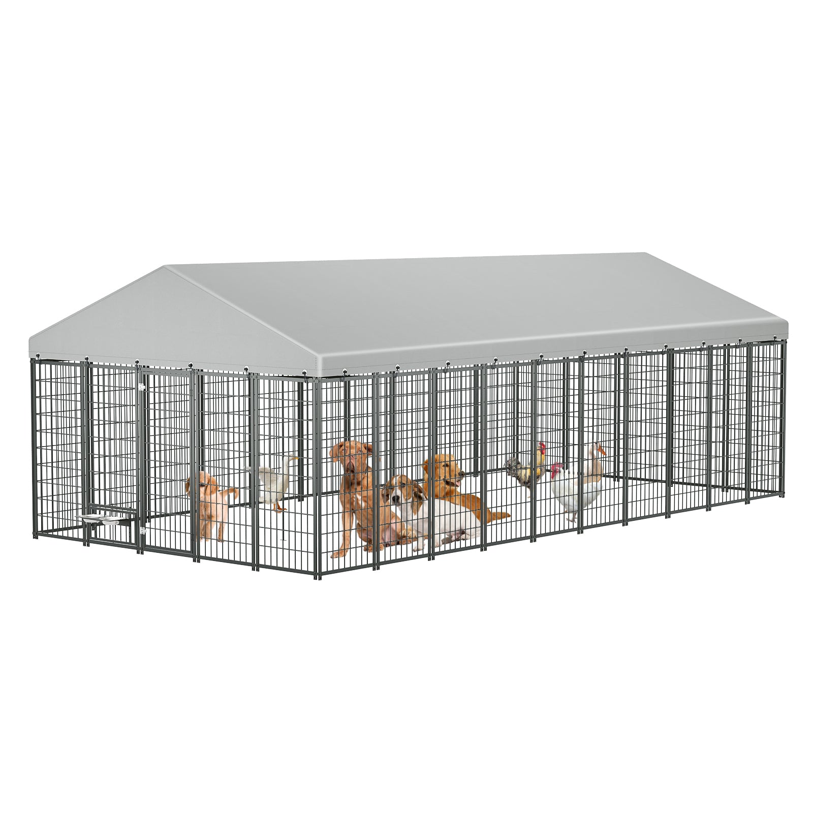 Large Outdoor Dog Kennel Run Enclosure with Roof Cover