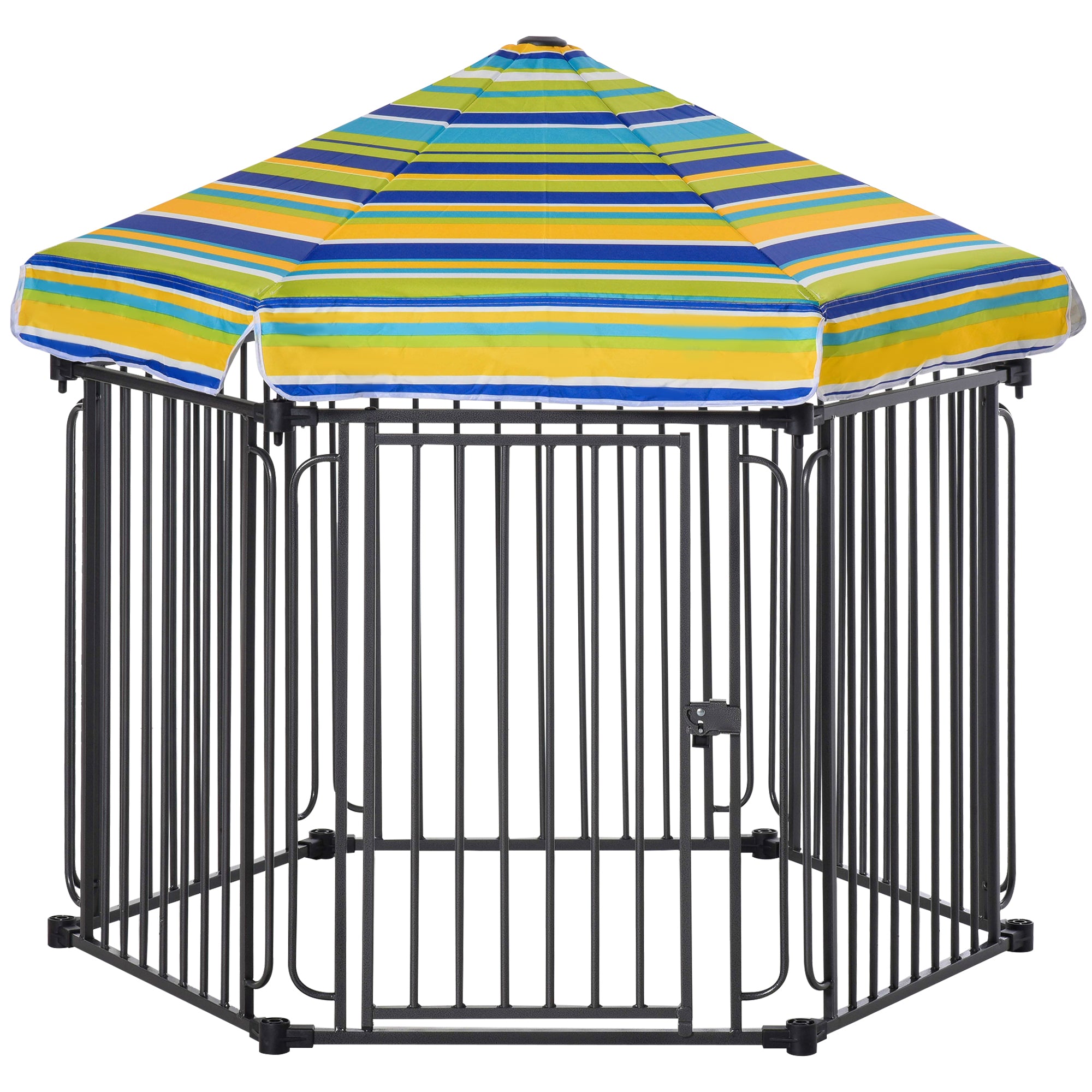48" x 41" Heavy-Duty Metal Dog Playpen with Roof & Locking Door