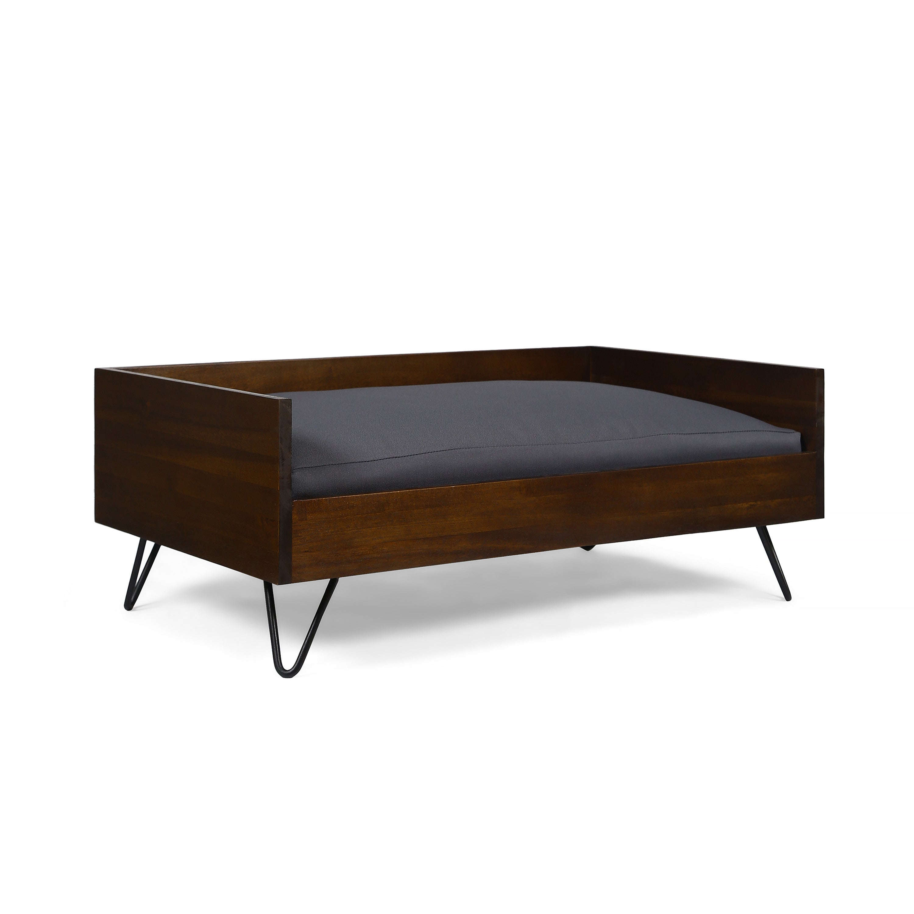 Acacia Wood Dog Bed with Stylish Hairpin Legs