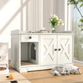 Cat Litter Box Enclosure with Storage Drawer, White