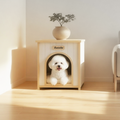 Cream Yellow Flat Roof Pet House for Small Cats & Dogs