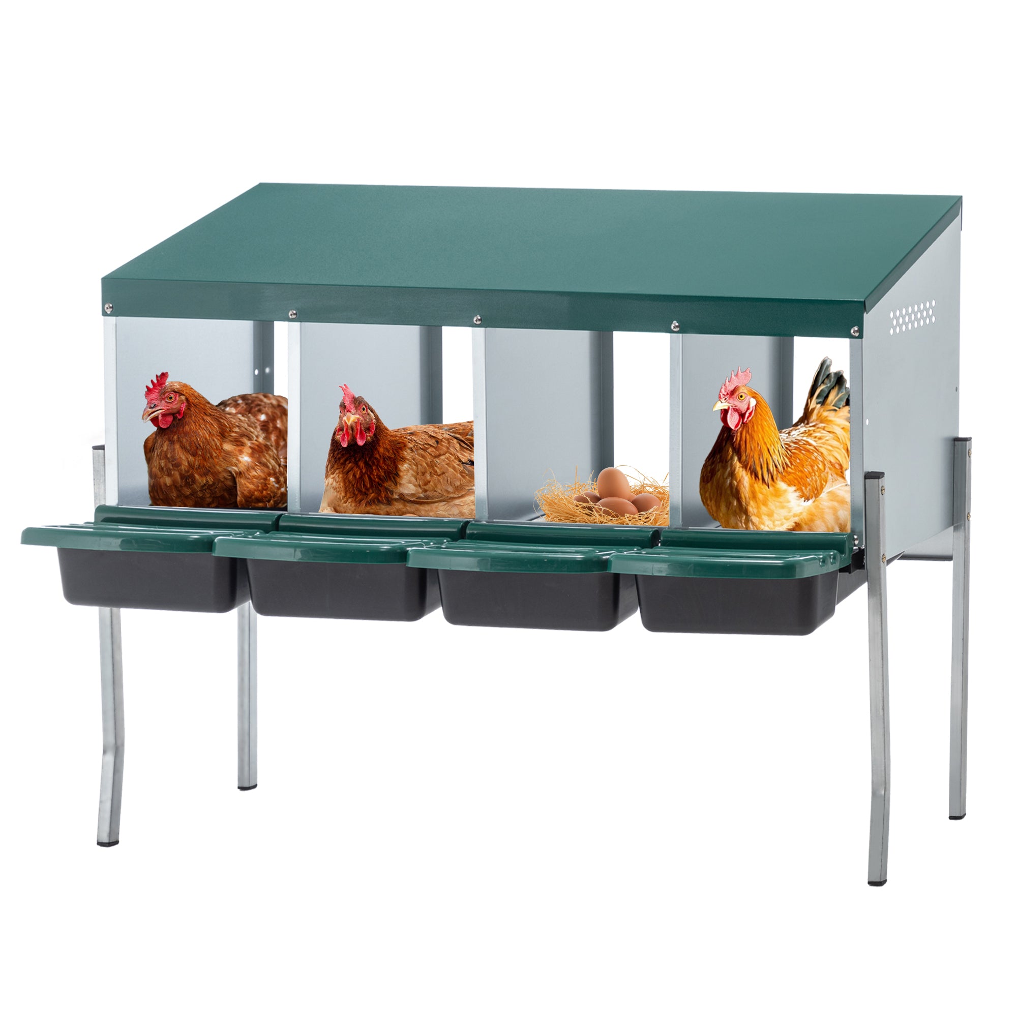 4-Hole Chicken Nest with Legs and Cover for Egg Protection