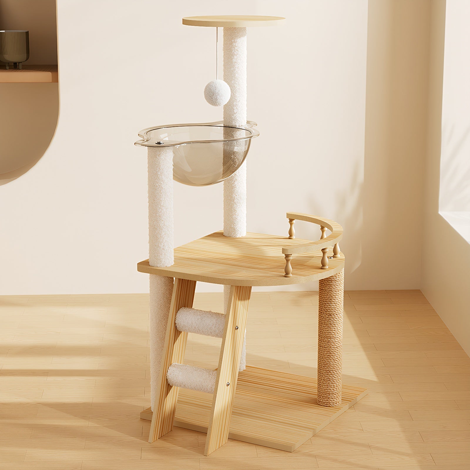 41.3' Modern Cat Tower with Scratching Posts and Hammock