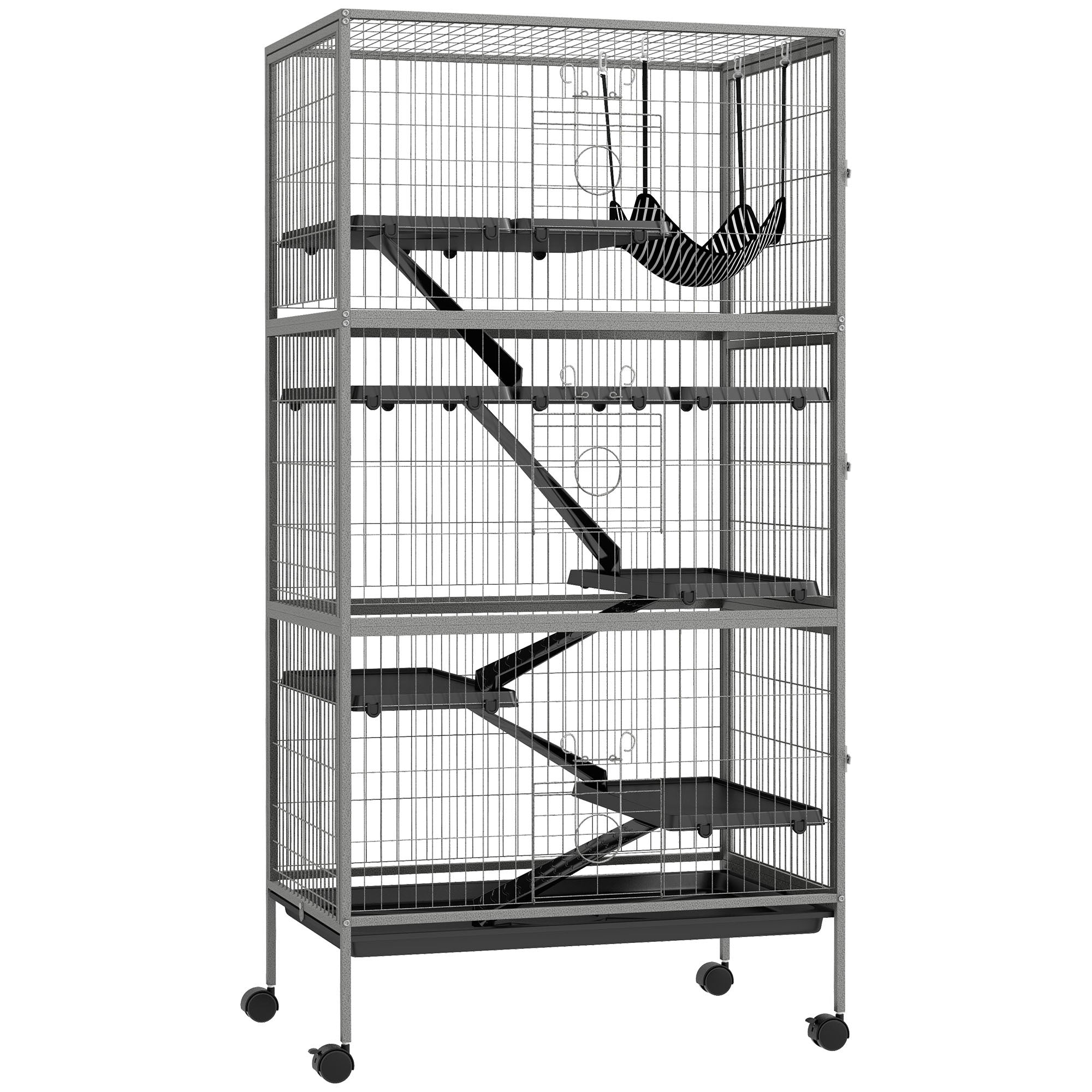 6-Tier Small Animal Cage with Hammock & Heavy-Duty Wire