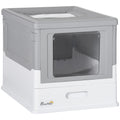 Fully Enclosed Cat Litter Box with Scoop and Drawer Tray