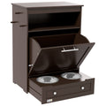 Pet Feeder Station with Storage and Raised Bowls, Brown