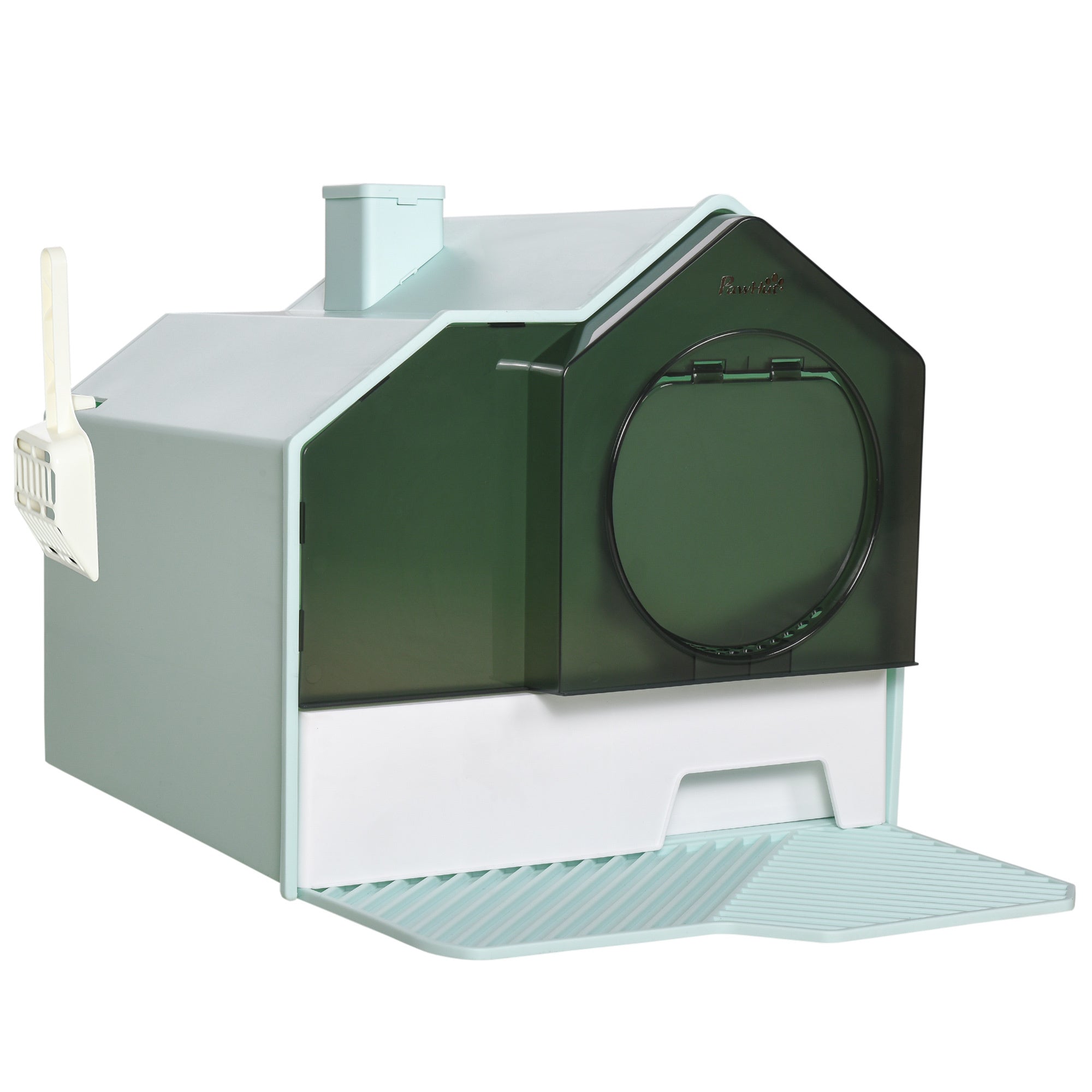 Hooded Cat Litter Box with Odor Control and Easy-Clean Drawer