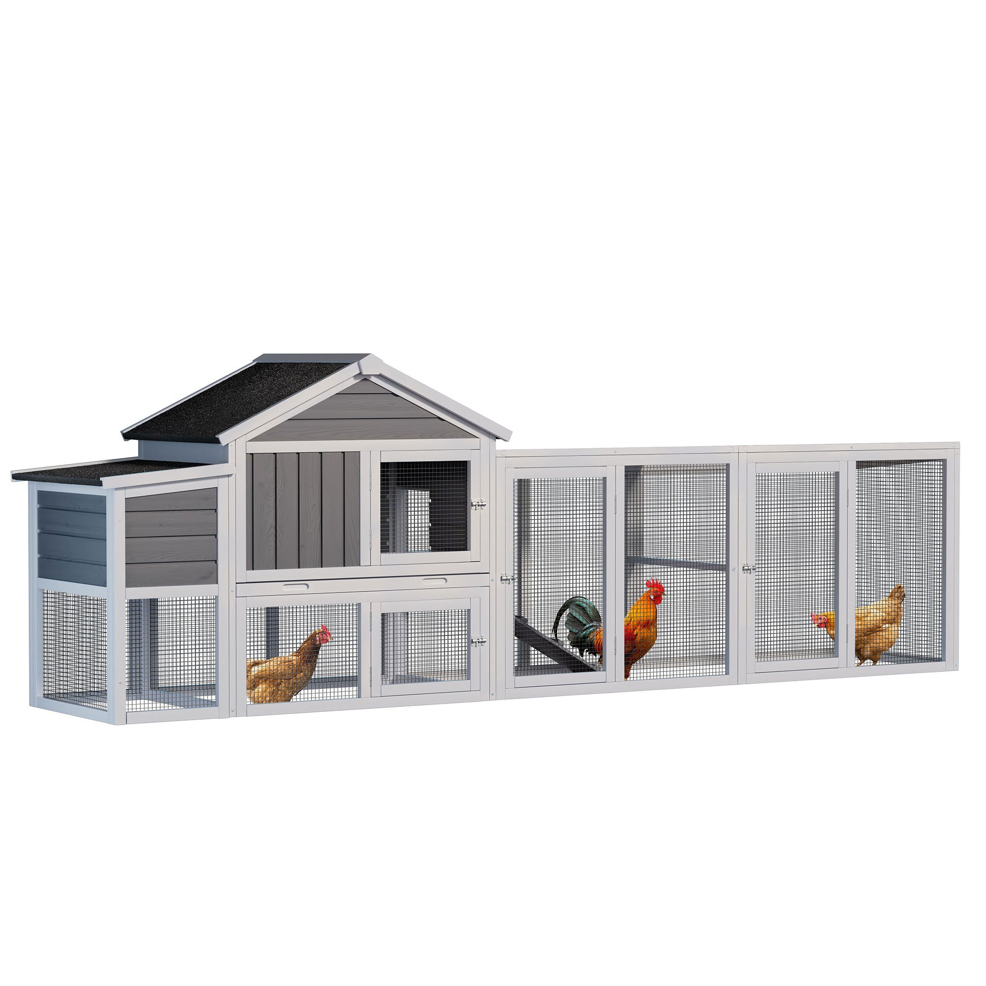 Large Wooden Chicken Coop with Run for 2-4 Chickens