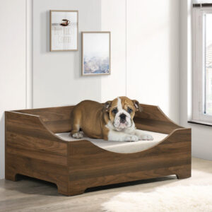 36"W Brown Alder Wood Finish Modern Comfy Pet Bed