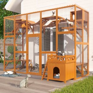 Weatherproof Outdoor Cat Enclosure with Litter Box & Shelf