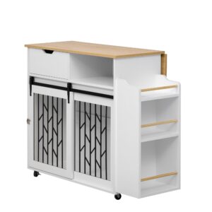 Modern 2-in-1 Pet Friendly Dog Crate Kitchen Island Table