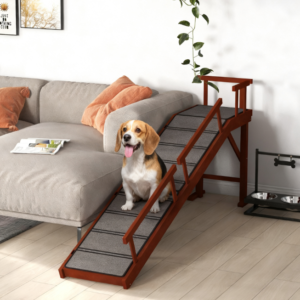 Wooden Dog Ramp with Guardrails and Non-Slip Surface