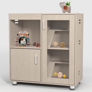 4-Tier Wooden Hamster Cage with Storage and Acrylic Windows