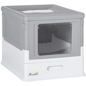 Fully Enclosed Cat Litter Box with Scoop and Drawer Tray