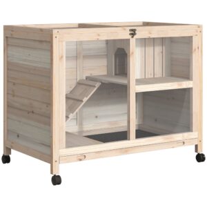 Indoor Rabbit Hutch with Wheels, Desk and Side Table