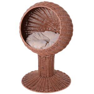 Elevated Cat Bed with Rotatable Egg Chair and Cushion