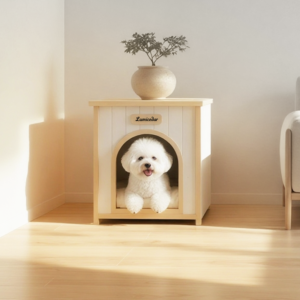 Cream Yellow Flat Roof Pet House for Small Cats & Dogs